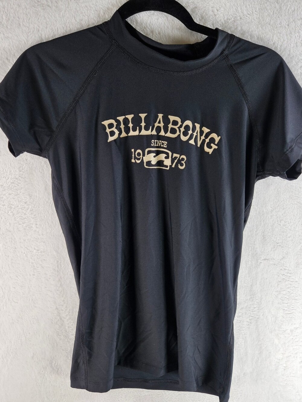 Billabong Since 1973 Rash Guard Short Sleeve Shirt Dark Gray Women's Size Large